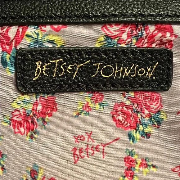 Betsey Johnson Black Tote Bag Leopard & Snake Print Stripe with Bow- EUC - Picture 10 of 16